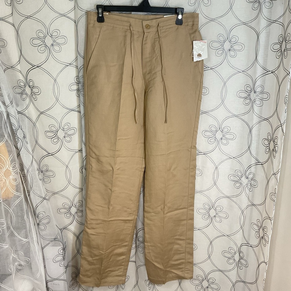 Men's Mojito Linen Beige Pants Pockets Drawstring Size 32x30 Beach
